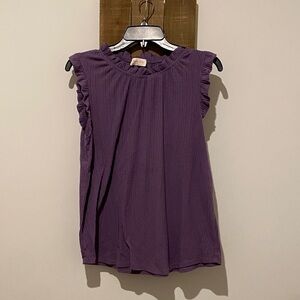 Elegant Purple Ruffled Sleeve Blouse